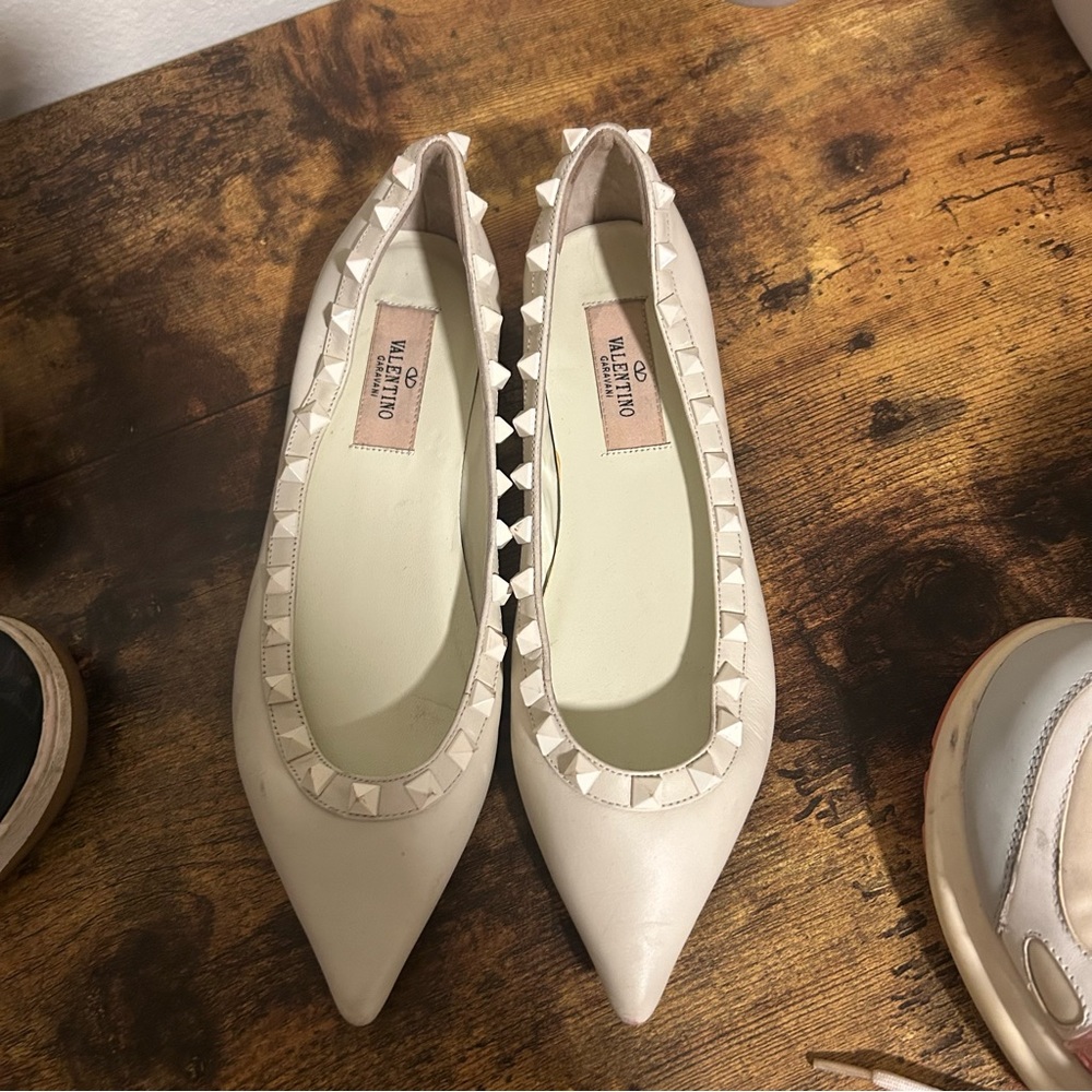 Valentino Women's Ivory Studded Loafers